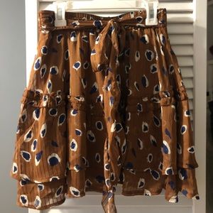 Princess Polly brown tiered skirt with tie bow